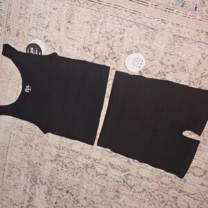 Women's Matching Cropped Tank and Biker Short Set - Givenchy- like Print